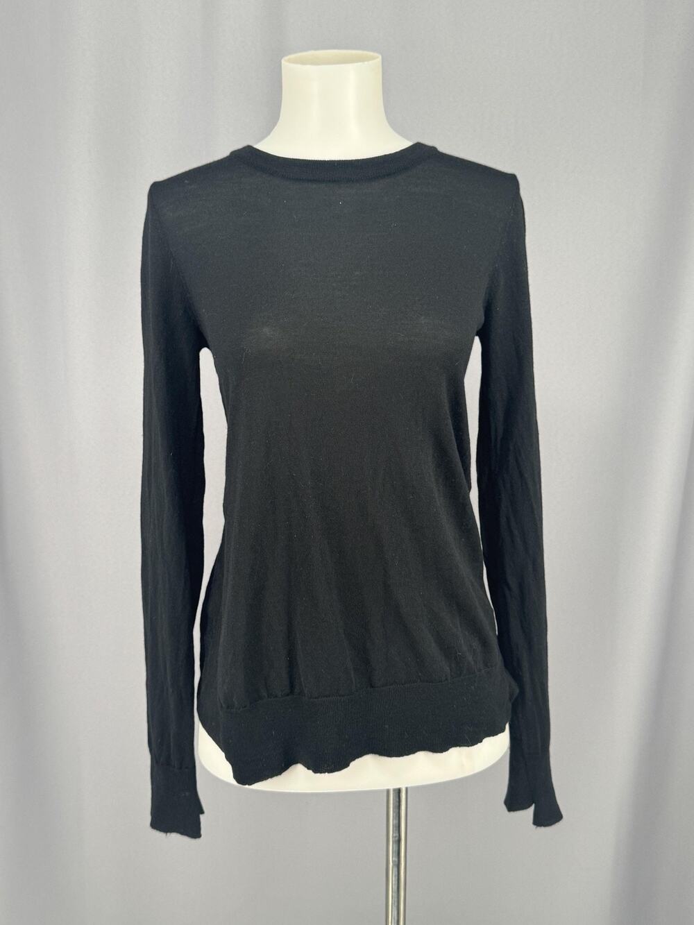 A.L.C. Sweater XS Black 100% Merino Wool Asymmetrical Hem Base Layer Winter